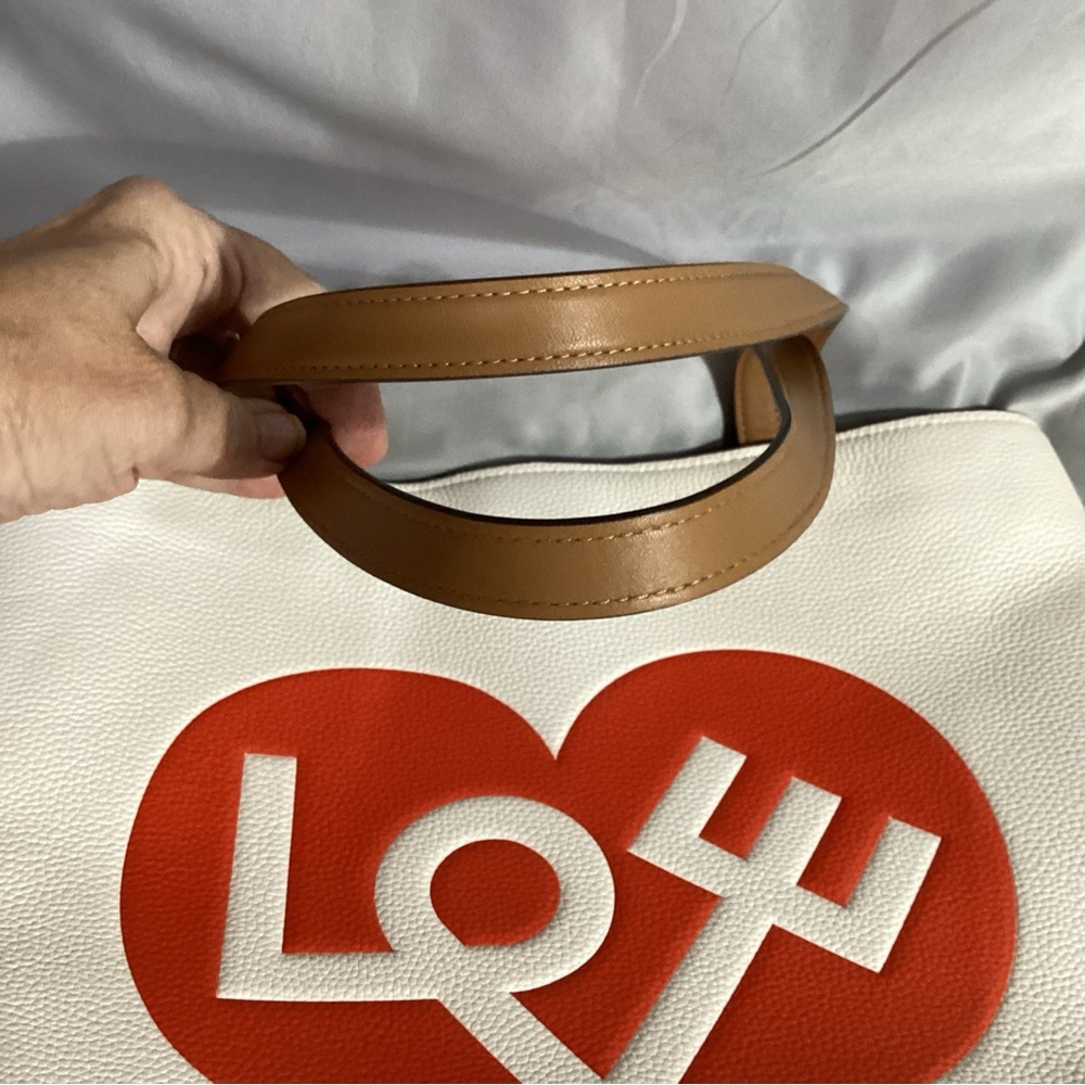 Kate Spade x Alexander Girard “LOVE” Heart Embossed White Leather Tote Bag - Picture 9 of 13